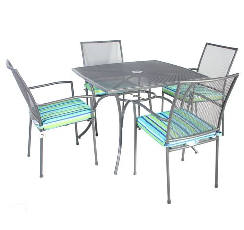 Image of Bentley Garden Metal Mesh 5 Piece Grey Furniture Set