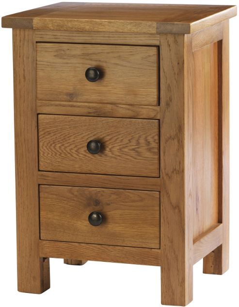 Image of Canterbury Solid Oak And Pine 3 Drawer Bedside Table