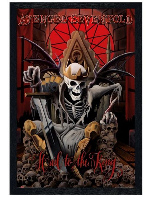 Image of Avenged Sevenfold Black Wooden Framed Hail To The King A7x Poster