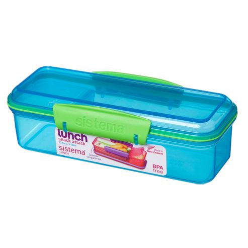 Image of Sistema 410ml Two Compartment Snack Attack Box, Blue