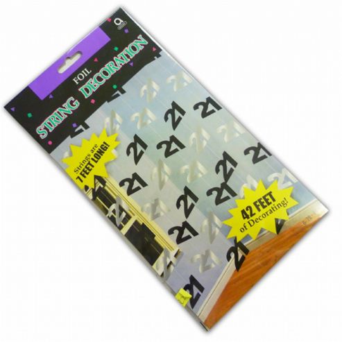Image of Amscan Age 21 Hanging Party Decorations Silver/black