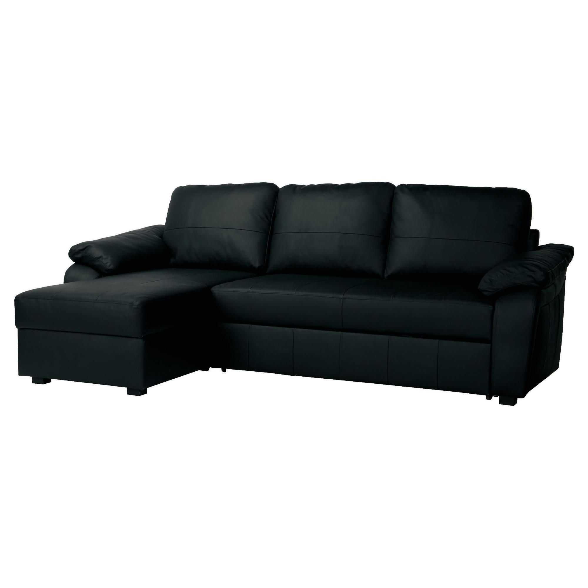 Ashmore Leather Corner Chaise Sofabed Black Left Hand Facing at Tesco Direct
