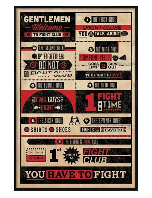 Image of Gloss Black Framed The Rules Of Fight Club Poster