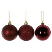 Festive Burgandy Baubles, 24 Pack