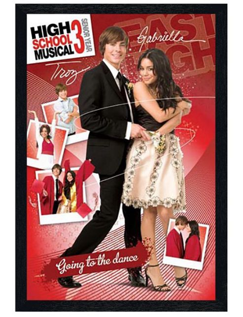 Image of High School Musical 3 Black Wooden Framed Troy & Gabriella Hsm 3 Poster