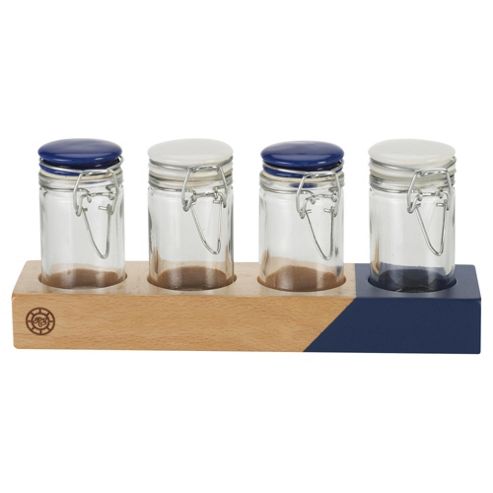Image of Rick Stein 4 Piece Spice Rack With Spice Jars