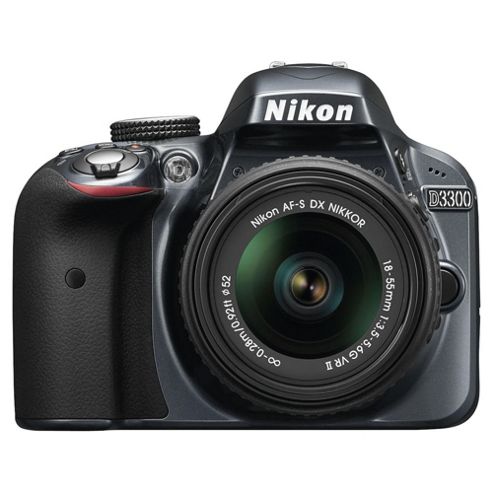 Image of Nikon D3300 Digital Slr, Grey, 24.2mp, 3" Lcd Screen, 18-55 Vr Lens