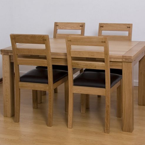 Image of G&p Furniture 5 Piece Extending Oak Dining Set - 76.2cm H X 140cm - 230cm W X 90cm D