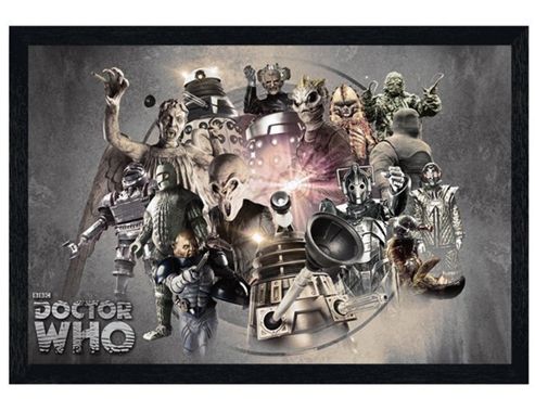 Image of Doctor Who Black Wooden Framed Enemies Dr Who Poster