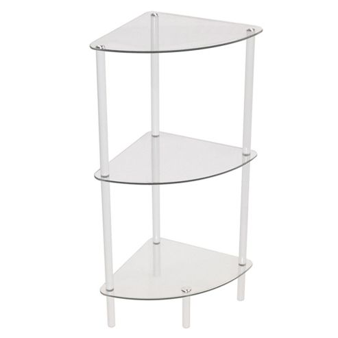 Image of Corbin - 3 Tier Corner Storage / Display Shelves - Silver