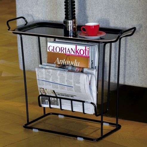 Image of Maze Minnie Mae Paper Tray Table - Black Metal Wire And Black Moulded Plywood