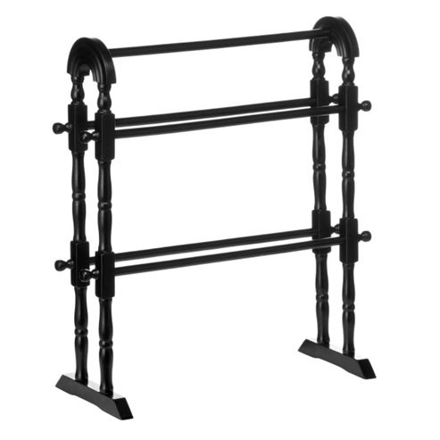 Image of Wood 5 Rung Towel Rail / Drying Rack - Black