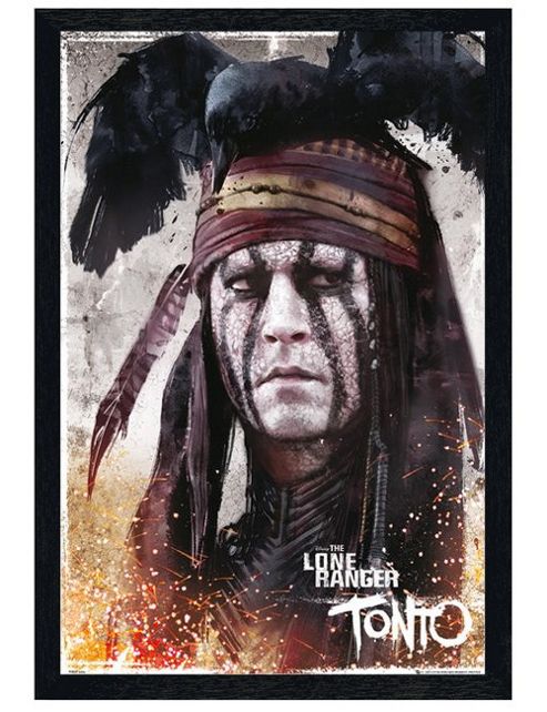 Image of Black Wooden Framed The Lone Ranger Jonny Depp Is Tonto Poster