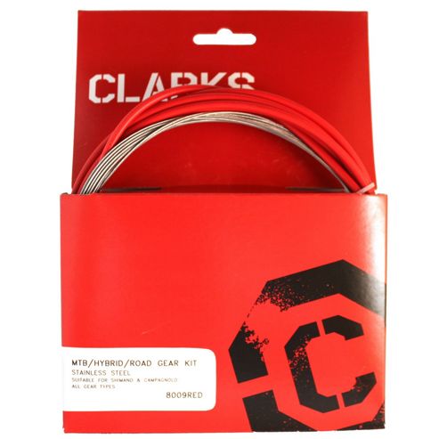 Image of Clarks S/s Universal Front & Rear Gear Cable Kit Sp4 Type Housing Red