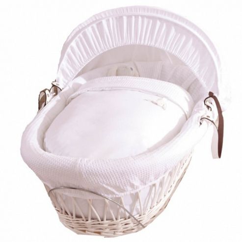 Image of Izziwotnot White Gift Wicker Moses Basket - White