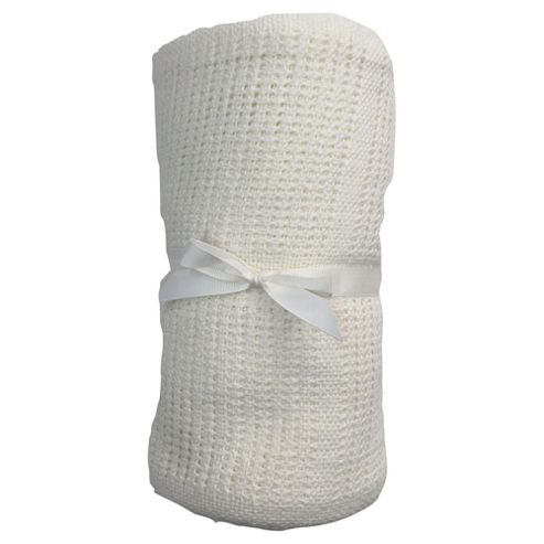 Image of Tesco Cot Bed Cellular Blanket, Cream