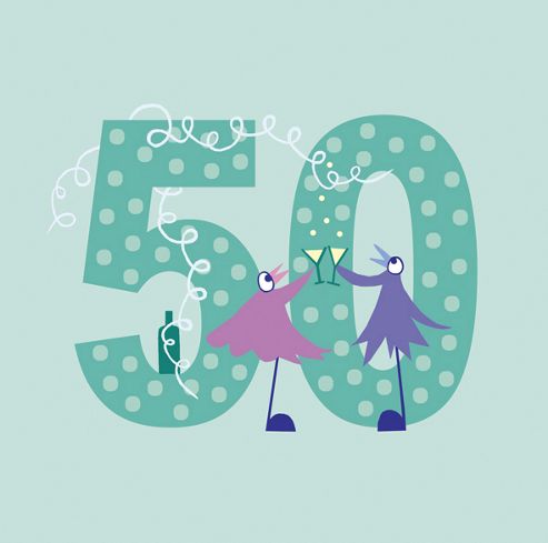 Image of Holy Mackerel Greetings Card-50th Birthday
