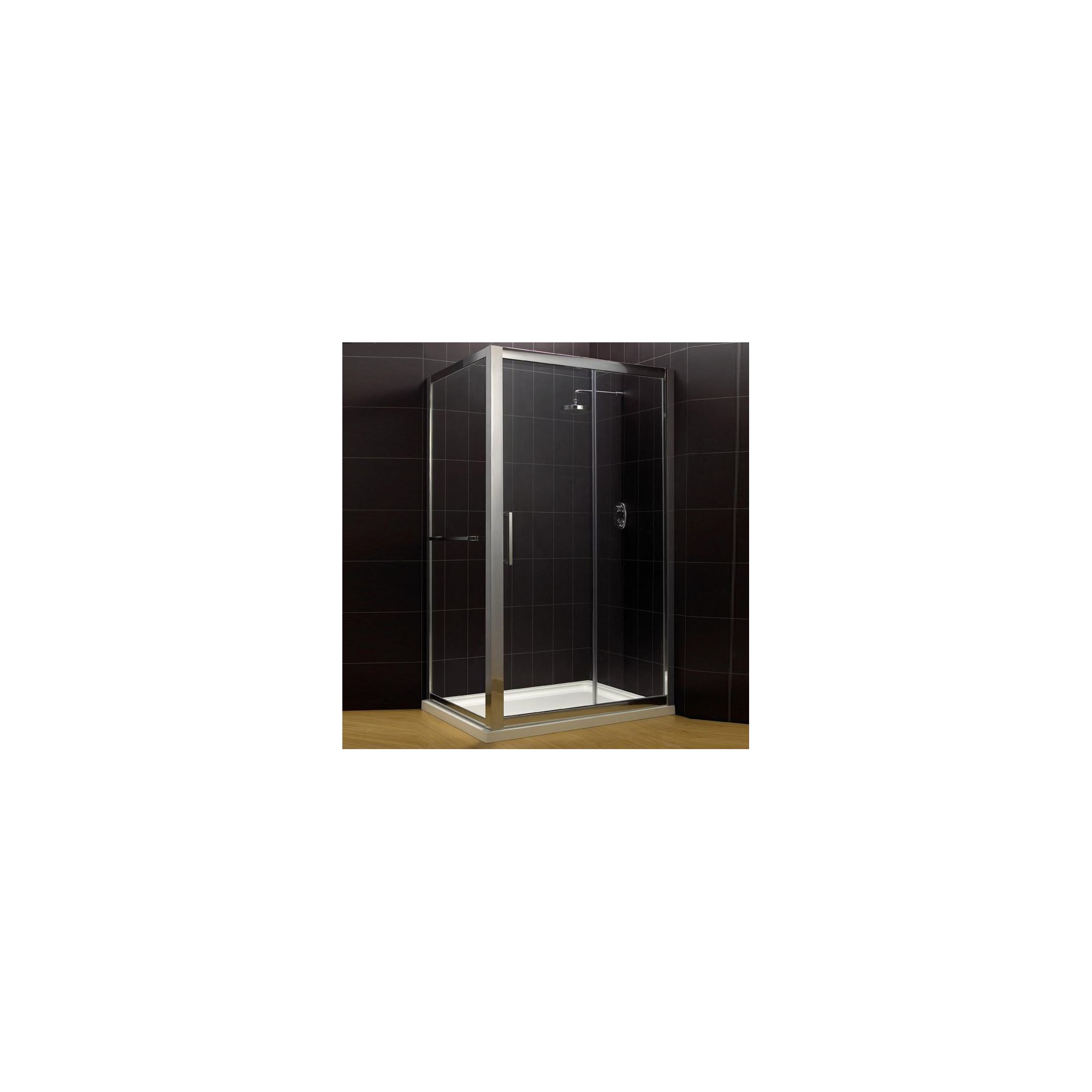Duchy Supreme Silver Sliding Door Shower Enclosure with Towel Rail, 1600mm x 900mm, Standard Tray, 8mm Glass at Tescos Direct