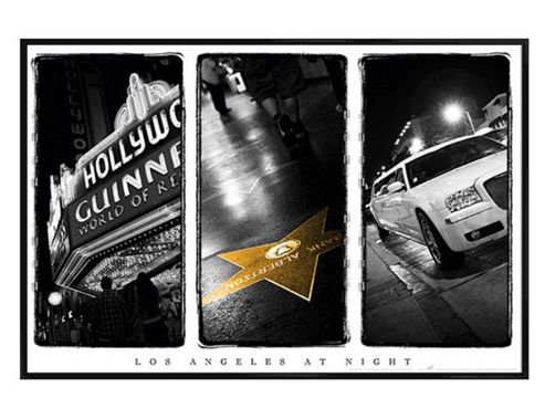 Image of Gloss Black Framed Los Angeles Triptych Poster
