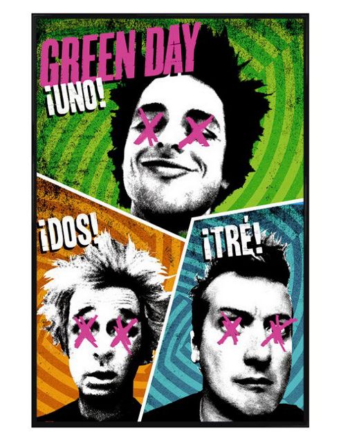 Image of Green Day Gloss Black Framed Uno! Dos! Tre! Poster