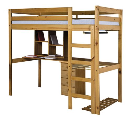 Image of Rimini High Bed Student Set With 4 Drawer Bedside Antique
