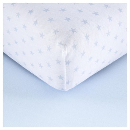 Image of Tescocot Bed2 Pk Print/plain Sheets, Blue
