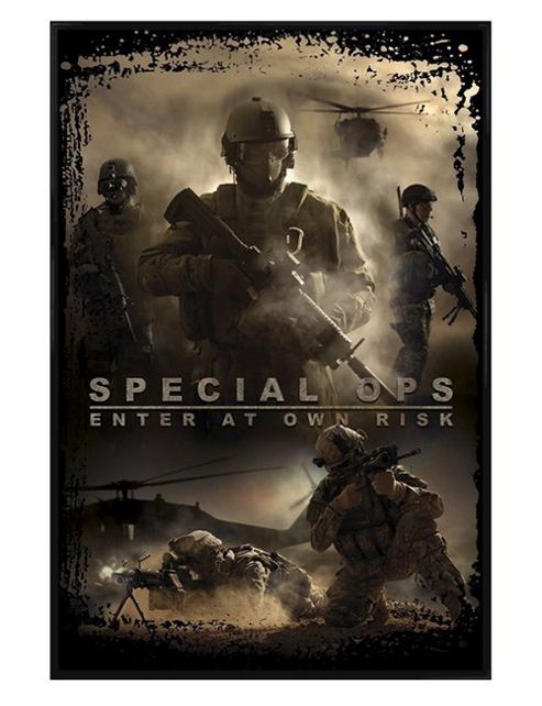 Image of Special Ops Gloss Black Framed Enter At Own Risk! Poster