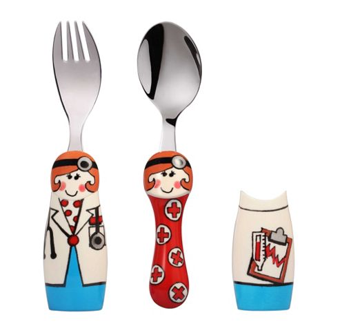 Image of Eat4fun Duos Girl Doctor Children's Cutlery Set