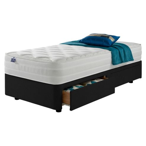 Image of Silentnight Mirapocket 1200 Latex 2 Drawer Single Divan Charcoal No Headboard