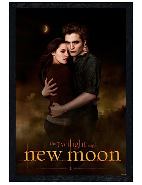 Image of Twilight : New Moon Black Wooden Framed Edward Cullen And Bella Swann Embrace Poster