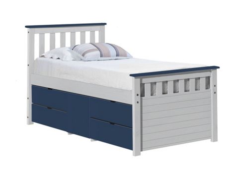 Image of Captains Ferrara Storage Bed 3ft White And Blue
