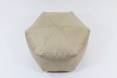 Image of Kaikoo Moroccan Faux Suede Small Pouffe, Natural