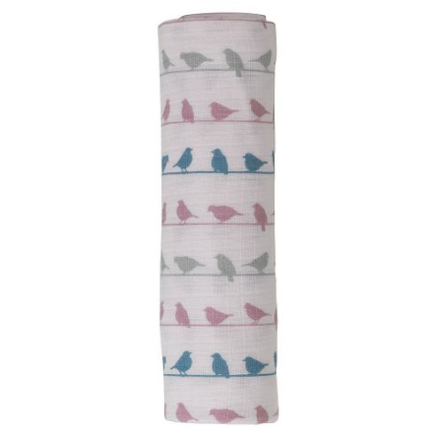 Image of Pigeon Organics Organic Cotton Muslin Swaddle Lavender Bird