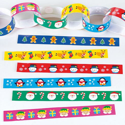 Image of Christmas Tree Festive Paper Chains For Children To Make And Hang (pack Of 240)