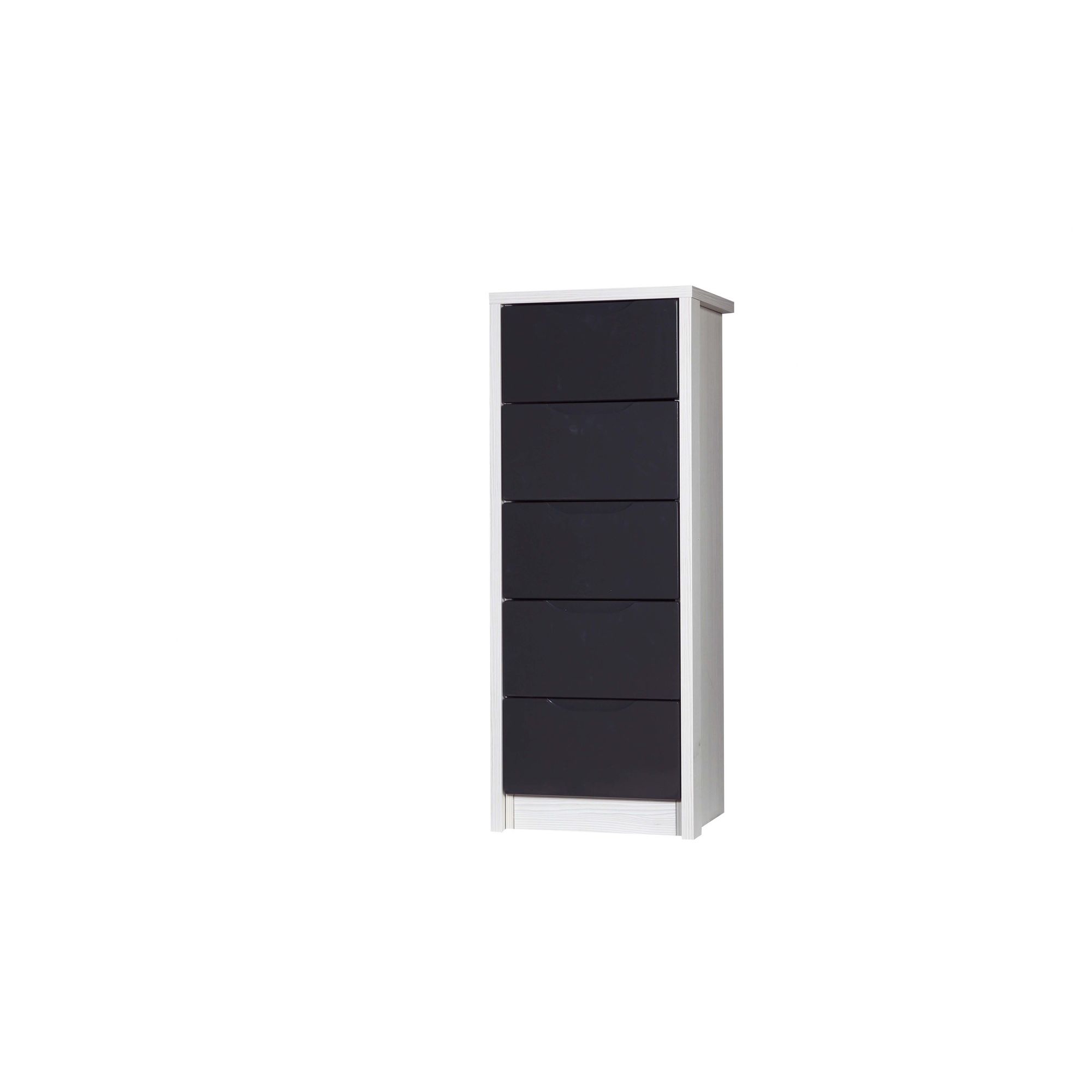 Alto Furniture Avola 5 Drawer Tall Boy Chest - White Avola Carcass With Grey Gloss at Tesco Direct