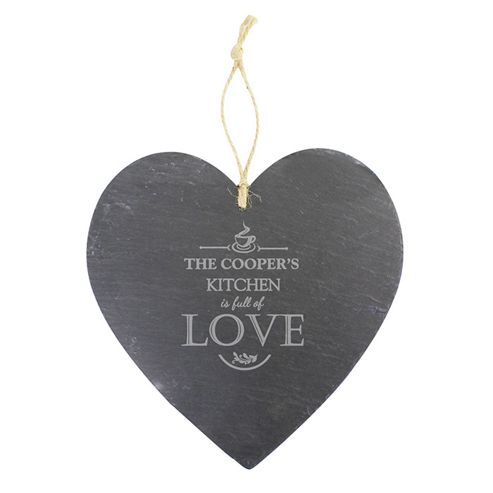 Image of Personalised Large Full Of Love Large Slate Heart Decoration