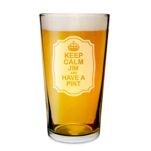 Image of Personalised Keep Calm Pint Glass