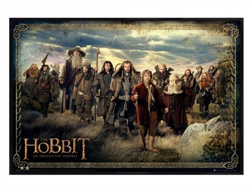 Image of Gloss Black Framed The Hobbit The Cast Of An Unexpected Journey Poster