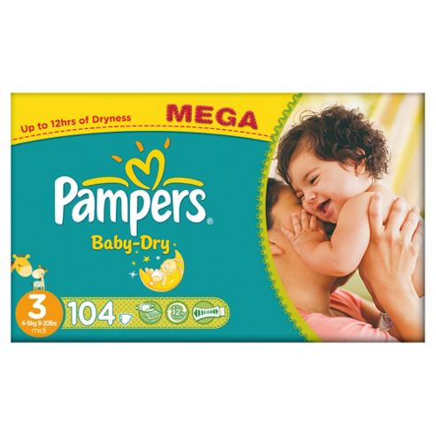 Image of Pampers Baby Dry Size 3 Mega Pack - 104 Nappies