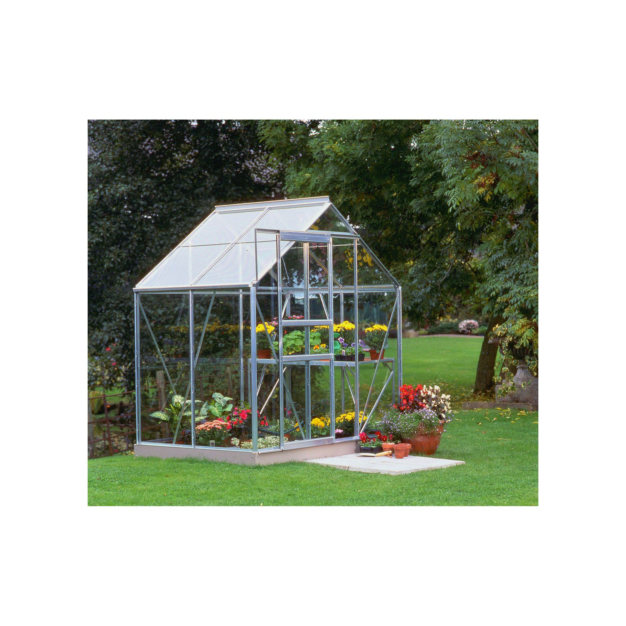 Halls 6x4 Popular Aluminium Greenhouse - Horticultural Glass at Tesco Direct