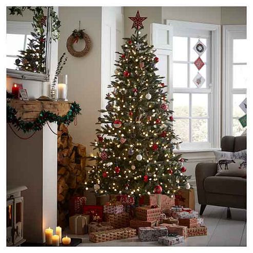 Buy 7ft Pre Lit Snowball Pine Christmas Tree (600 white lights) from