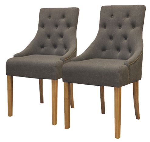 Image of Baumhaus Cor03f Oak Accent Upholstered Dining Chairs