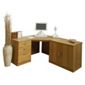 Enduro Home Office Corner Desk / Workstation with Pedestal and Cupboard - English Oak