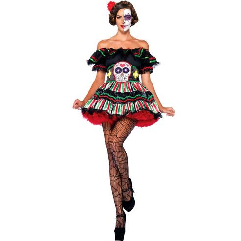 Image of Day Of The Dead Doll - Adult Costume Size: 12-14
