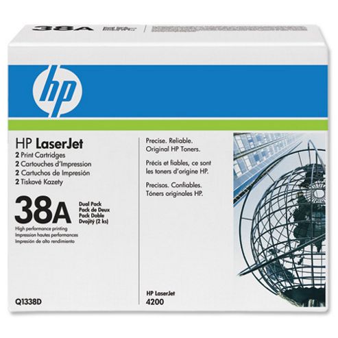 Image of Hp 38a Dual Pack Laserjet Toner Cartridges - Black