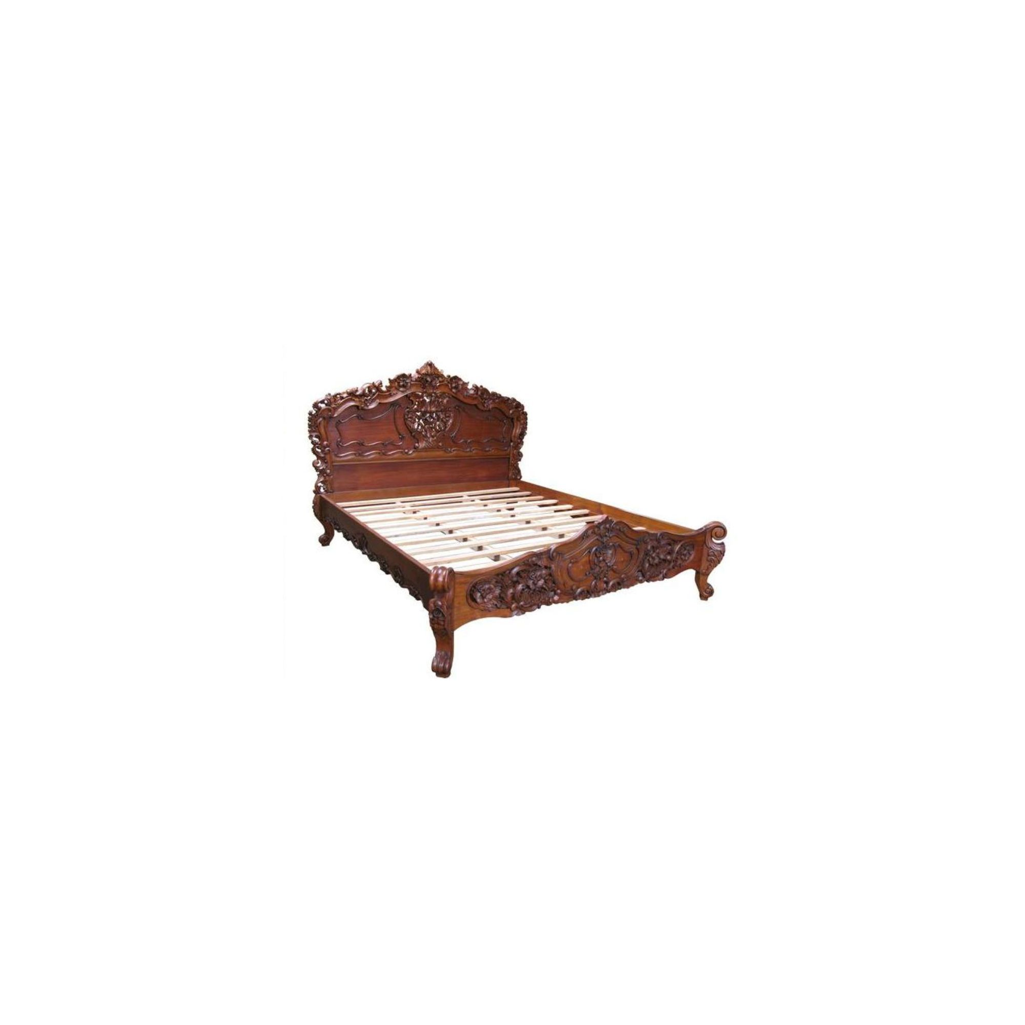 Lock stock and barrel Mahogany Carved Rococo Bed in Mahogany - Wax Polish - Double at Tescos Direct