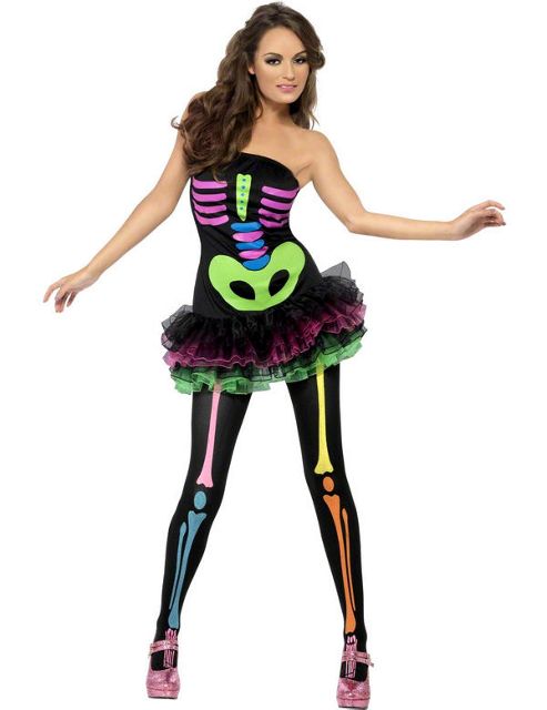 Image of Neon Skeleton Tutu Dress Extra Small