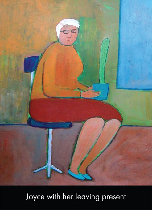 Image of Holy Mackerel Joyce With Her Leaving Present Greetings Card
