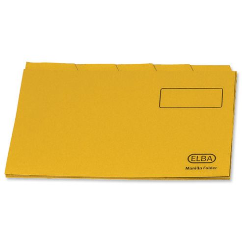 Image of Elba Tabbed Folder Recycled Heavyweight 285gsm Foolscap Yellow Ref 100090237 [pack 100]