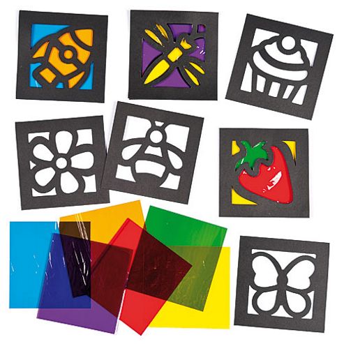 Image of Mini Stained Glass Window Decorations (pack Of 10)